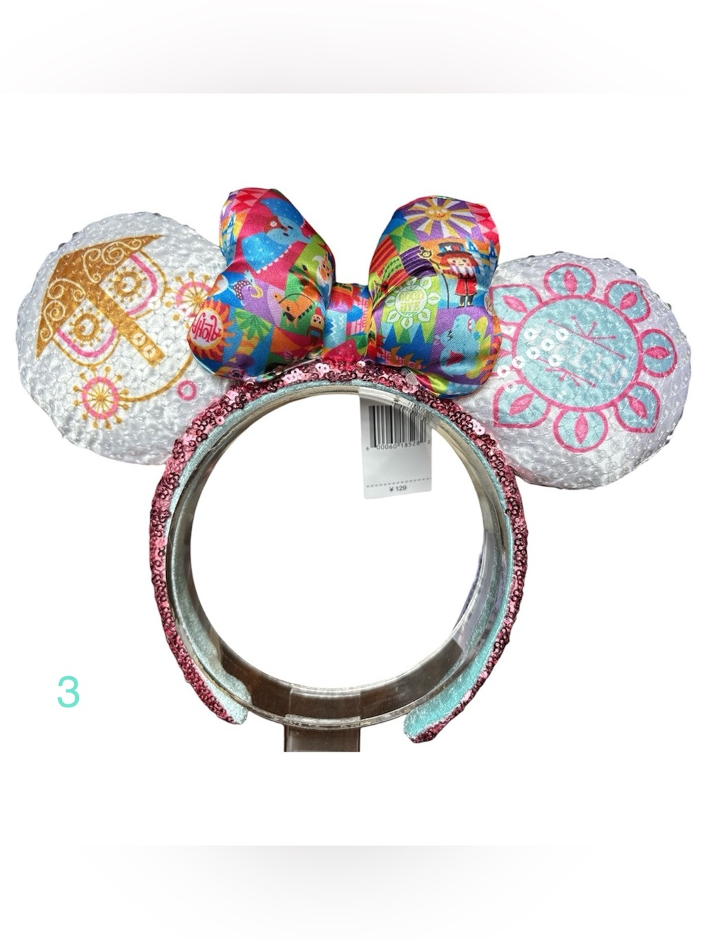 Disney World It's a Small World Mickey Minnie Mouse Ears Bow Headband NEW! 3